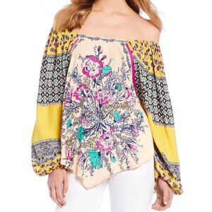 Free People Floral & Paisley Off-Shoulder Bohemian Blouse Size‎ M